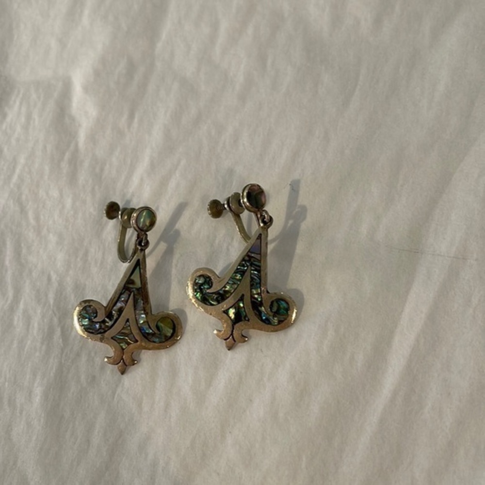 Vintage silver abalone earrings